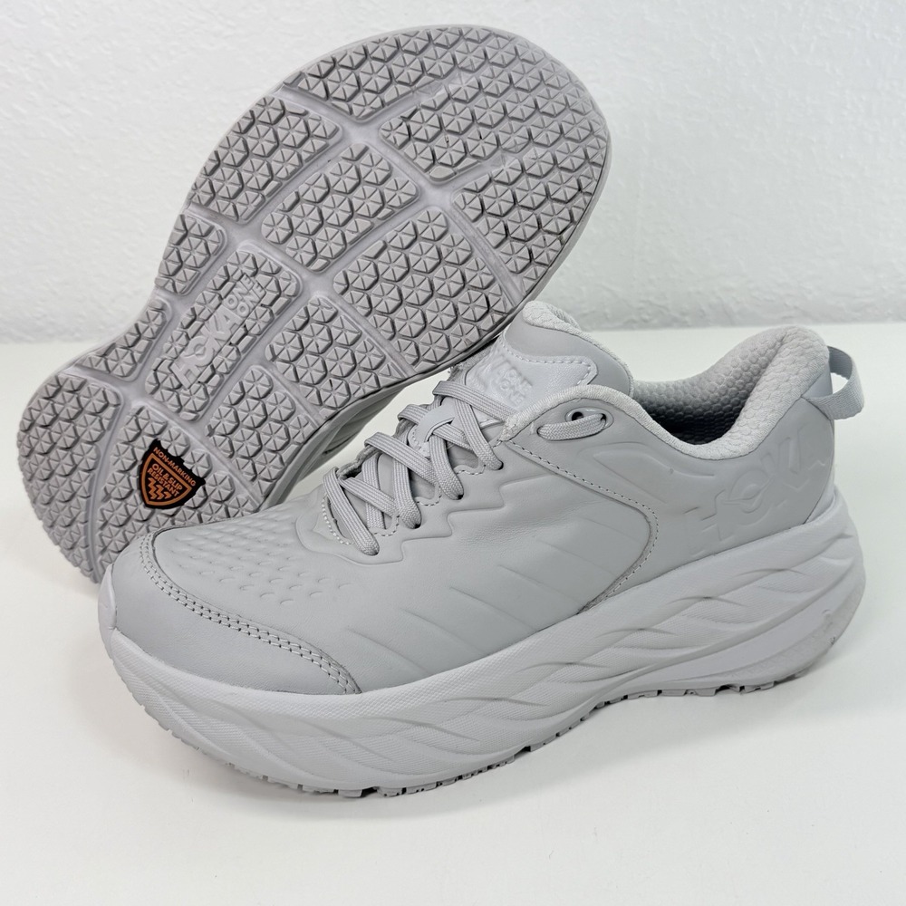 Hoka One One Bondi SR Women Size 8.5 US Harbor Mist Leather Sneakers Non Slip